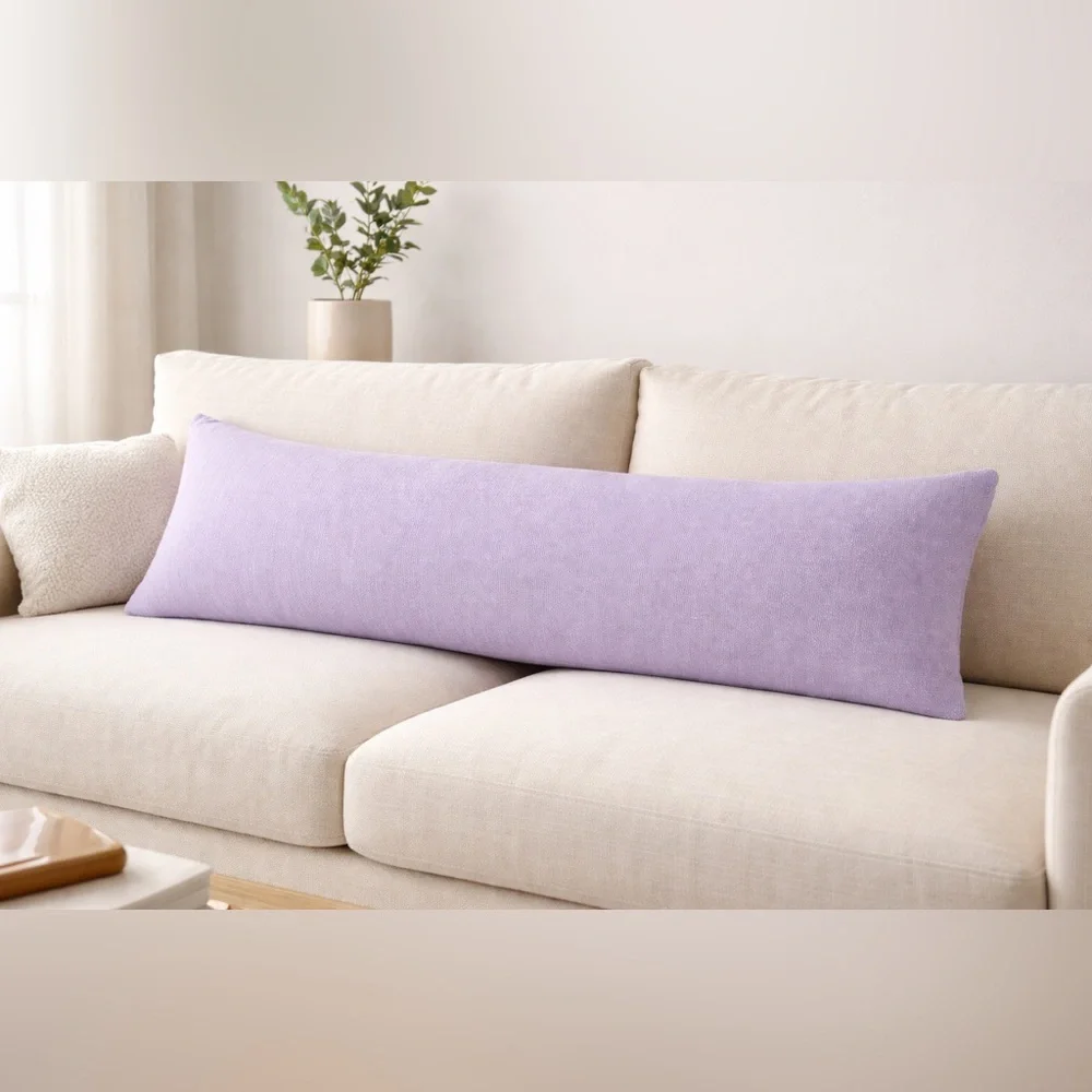 Anthropologie Lenox Lumbar Pillow – Lilac Solid | 14 x 40 Modern Accent Pillow